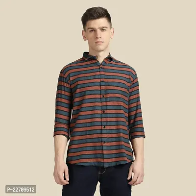 Mens Wear Pure Cotton Striped Printed Multicolor Color Shirt-thumb0