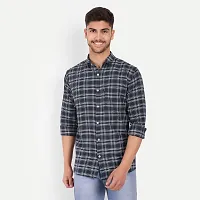 Mens Wear Pure Cotton Checks Printed Grey Color Shirt  Mens wearshirt printed shirt for daily-thumb1