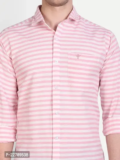 Mens Wear Pure Cotton Striped Printed Light Pink Color Shirt-thumb3