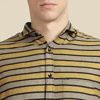 Mens Wear Pure Cotton Striped Printed Brown Color Shirt-thumb4