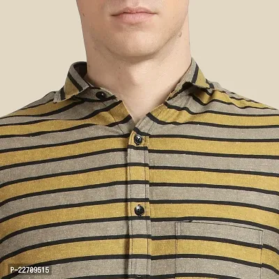 Mens Wear Pure Cotton Striped Printed Brown Color Shirt-thumb5