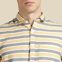 Mens Wear Pure Cotton Striped Printed Yellow Color Shirt-thumb4