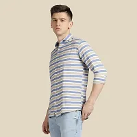 Mens Wear Pure Cotton Striped Printed Blue Color Shirt-thumb2