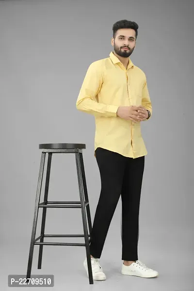 Mens Wear Pure Cotton Yellow Color Shirt-thumb5