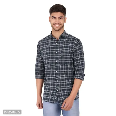 Mens Wear Pure Cotton Checks Printed Grey Color Shirt  Mens wearshirt printed shirt for daily-thumb0