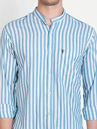 Mens Wear Pure Cotton Lining Printed Sky Blue Color Shirt-thumb2