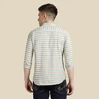 Mens Wear Pure Cotton Striped Printed Beige Color Shirt-thumb1
