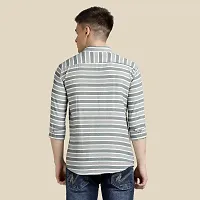 Mens Wear Pure Cotton Striped Printed Grey Color Shirt-thumb1