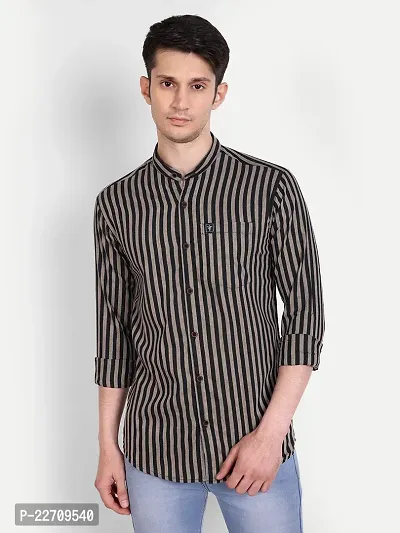Mens Wear Pure Cotton Lining Printed Black::Grey Color Shirt