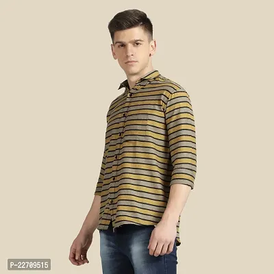 Mens Wear Pure Cotton Striped Printed Brown Color Shirt-thumb3