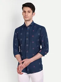 Mens Wear Pure Cotton Butta Printed Blue Color Shirt  Mens wearshirt printed shirt for daily-thumb1