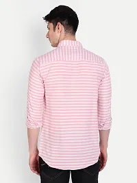 Mens Wear Pure Cotton Striped Printed Light Pink Color Shirt-thumb1