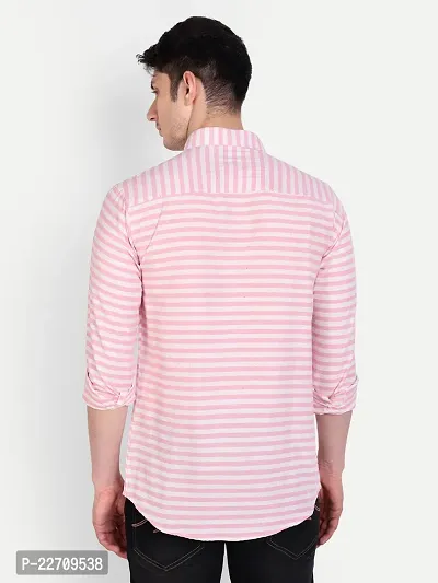 Mens Wear Pure Cotton Striped Printed Light Pink Color Shirt-thumb2