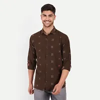 Mens Wear Pure Cotton Butta Printed Brown Color Shirt  Mens wearshirt printed shirt for daily-thumb1