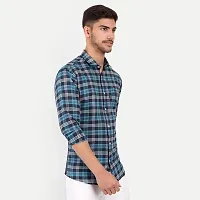 Mens Wear Pure Cotton Checks Printed Blue Color Shirt  Mens wearshirt printed shirt for daily-thumb3