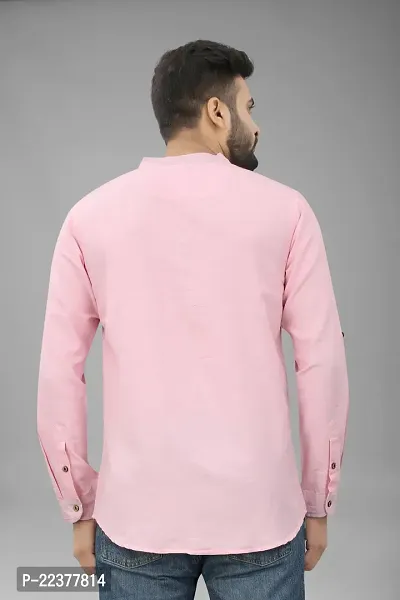 Mens Wear Pure Cotton Pink Color Short Kurta-thumb3