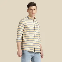 Mens Wear Pure Cotton Striped Printed Yellow Color Shirt-thumb3
