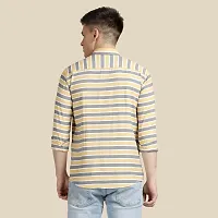 Mens Wear Pure Cotton Striped Printed Yellow Color Shirt-thumb1