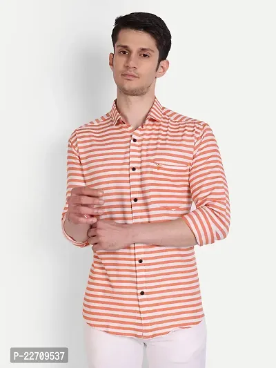 Mens Wear Pure Cotton Striped Printed Pink Color Shirt