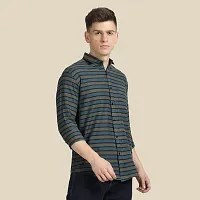 Mens Wear Pure Cotton Striped Printed Teal Color Shirt-thumb2