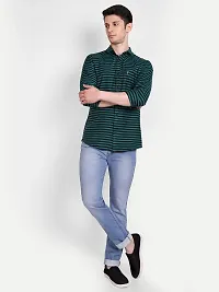 Mens Wear Pure Cotton Striped Printed TealBlack Color Shirt-thumb4