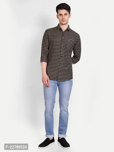 Mens Wear Pure Cotton Striped Printed Black Color Shirt-thumb5