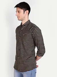 Mens Wear Pure Cotton Striped Printed Black Color Shirt-thumb3