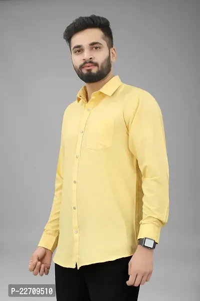 Mens Wear Pure Cotton Yellow Color Shirt-thumb4