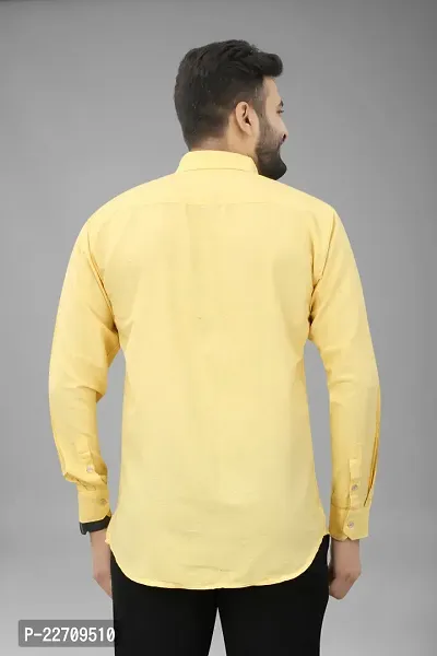 Mens Wear Pure Cotton Yellow Color Shirt-thumb3