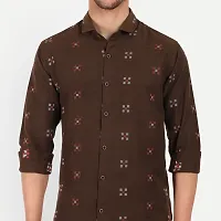 Mens Wear Pure Cotton Butta Printed Brown Color Shirt  Mens wearshirt printed shirt for daily-thumb4