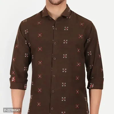 Mens Wear Pure Cotton Butta Printed Brown Color Shirt  Mens wearshirt printed shirt for daily-thumb5