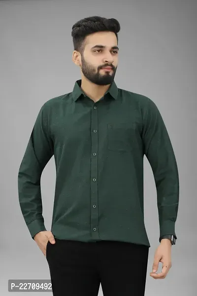 Mens Wear Pure Cotton Green Color Shirt-thumb2