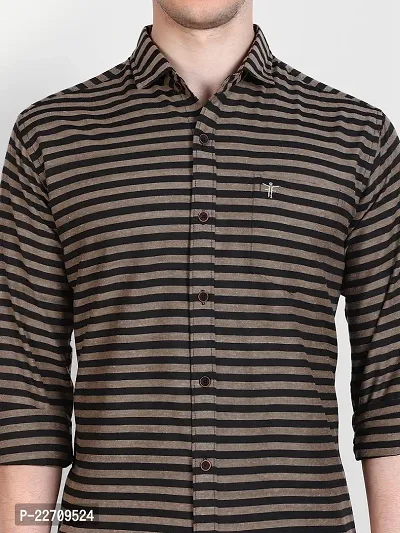 Mens Wear Pure Cotton Striped Printed Black Color Shirt-thumb3