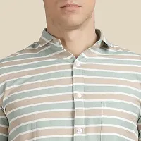 Mens Wear Pure Cotton Striped Printed Beige Color Shirt-thumb4