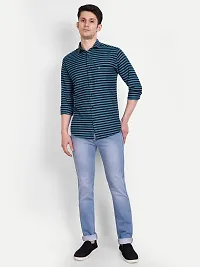 Mens Wear Pure Cotton Striped Printed Blue Color Shirt-thumb4