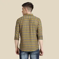 Mens Wear Pure Cotton Striped Printed Brown Color Shirt-thumb1