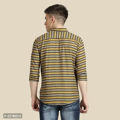 Mens Wear Pure Cotton Striped Printed Brown Color Shirt-thumb2