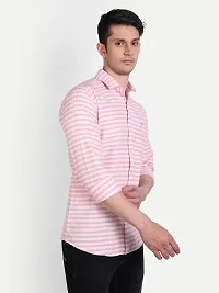 Mens Wear Pure Cotton Striped Printed Light Pink Color Shirt-thumb3