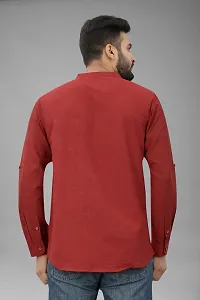 Mens Wear Pure Cotton Red Color Short Kurta-thumb2