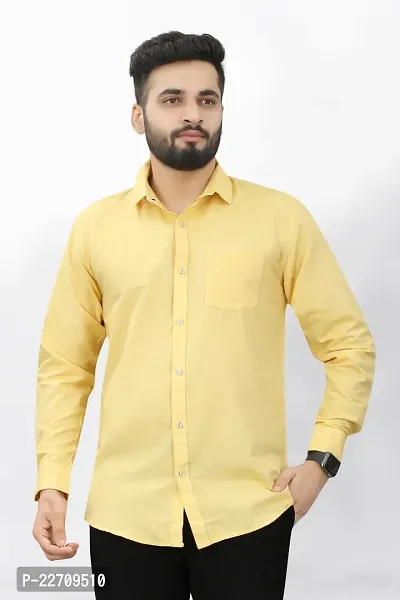 Mens Wear Pure Cotton Yellow Color Shirt-thumb0