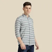 Mens Wear Pure Cotton Striped Printed Grey Color Shirt-thumb2