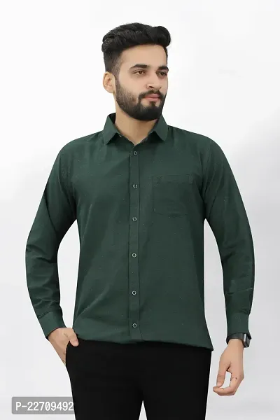 Mens Wear Pure Cotton Green Color Shirt-thumb0