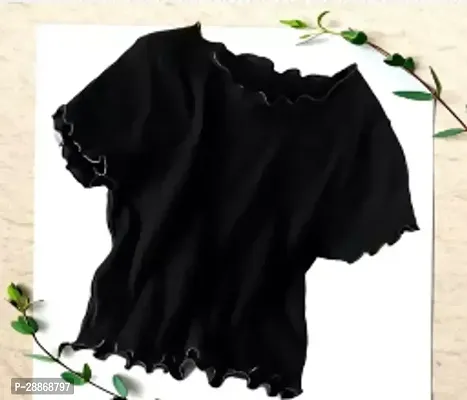 Elegant Black Cotton Solid Top For Women-thumb0