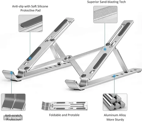 zvany Aluminum Adjustable Stand FloorDesk, Portable Foldable Laptop Stand Anti-Slip Silicone Rubber Pads, Supports Maximum of 5 kg Weight Tabletop Pack of 1 Laptop Stand-thumb4