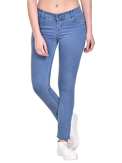 Blue(BATA)Women Skinny Fited fit Mid Rice Perfect zip closer clean look solid jeans