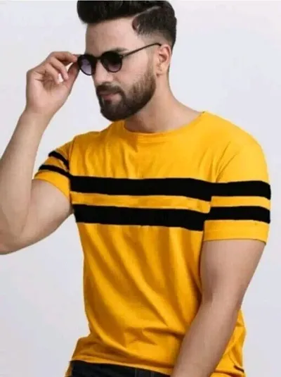 Alday Men's Blend Half Sleeve Regular Fit Striped T-Shirt