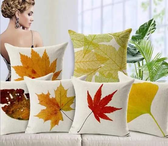 Jute Cotton Printed Cushion Covers Set of 5 pieces