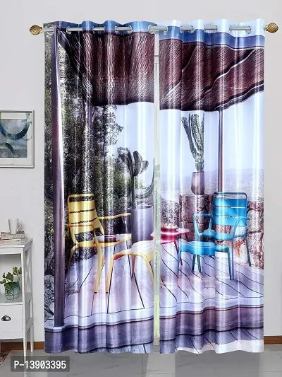 Multi-Color 2-Panel Pack Striped Modern Semi-Sheer Window Curtain