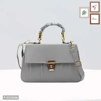 Stylish Grey PU Solid Sling Bag For Women