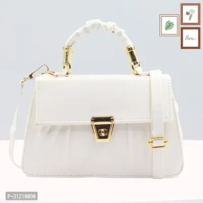 Stylish White PU Solid Sling Bag For Women